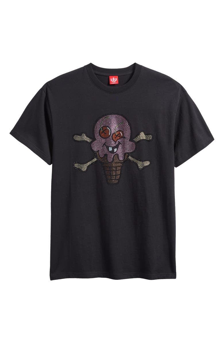 ICECREAM Stones Rhinestone Cotton Graphic T-Shirt, Alternate, color, Black