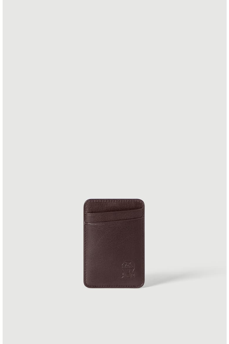 Grained leather magnetic card holder, Main, color, Brown