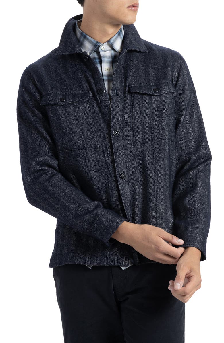 SOFT CLOTH Melrose Soft Wool Blend Herringbone Shirt Jacket, Main, color, 