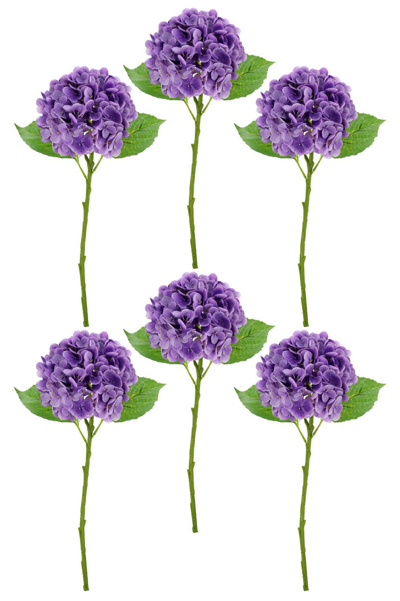 Vibrant Hydrangea Natural Touch, Box of 6, Alternate, color, Medium Purple