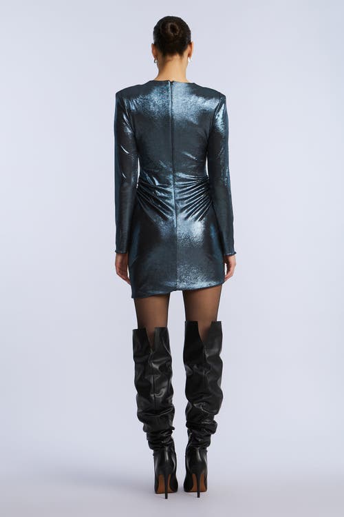 Bcbg Metallic Mini Dress In Blue