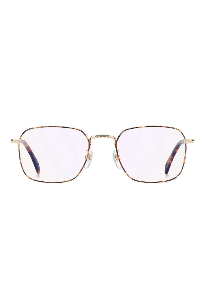 52mm Square Optical Glasses, Main, color, GOLD HAVANA/ BLUE