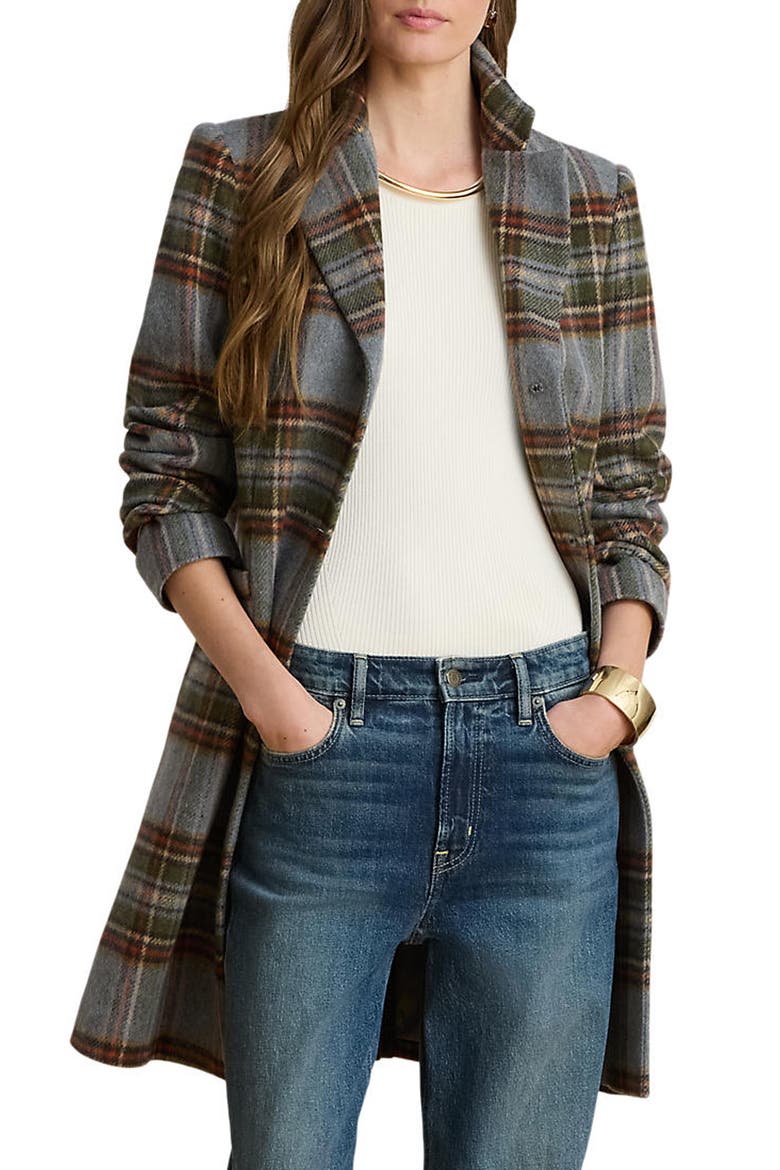 Wool Blend Coat, Main, color, HIGHLAND TARTAN