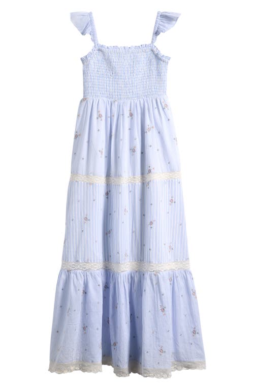 Loveshackfancy Kids' Rhiannon Floral Lace Trim Tiered Midi Dress