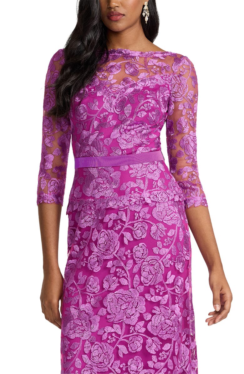 Tadashi Shoji Embellished Illusion Gown, Alternate, color, Magenta