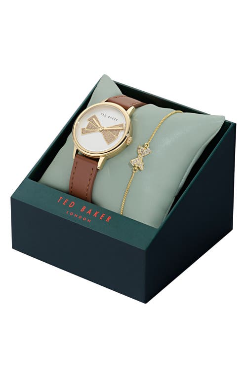 Ted Baker Phylipa Leather Strap Watch & Bracelet Set, 36mm In Brown