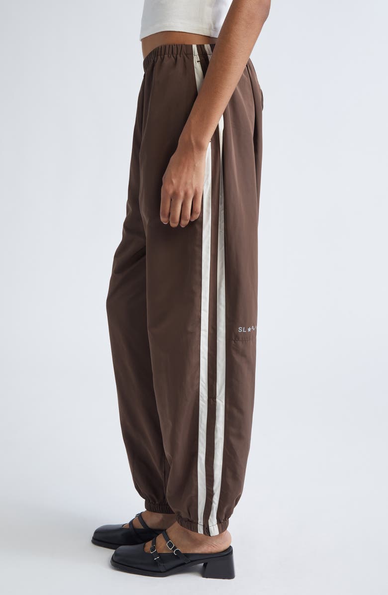 Sandy Liang Paprika Taffeta Track Pants, Alternate, color, Dark Brown