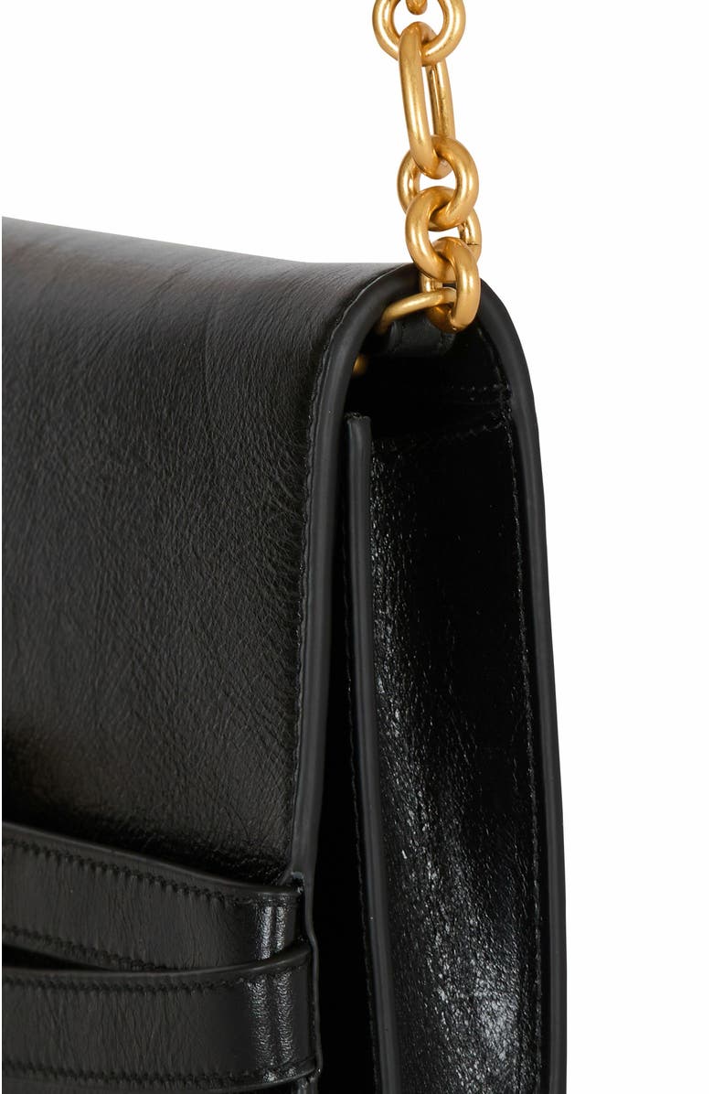 Balmain Crinkled Leather Wallet With Shuffle Chain, Alternate, color, Black