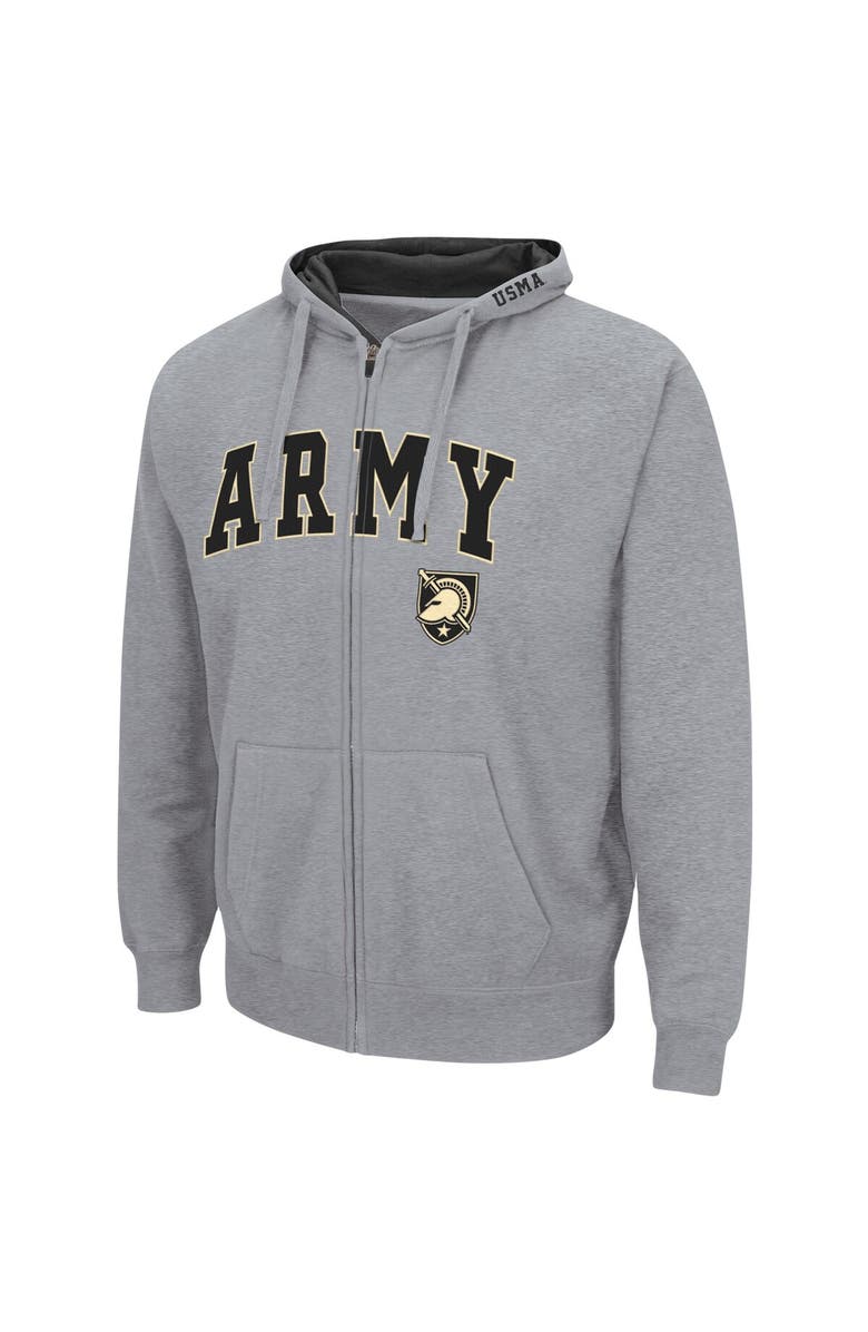 COLOSSEUM Men's Colosseum Heathered Gray Army Black Knights Arch & Logo 3.0 Full-Zip Hoodie, Alternate, color, Heather Gray