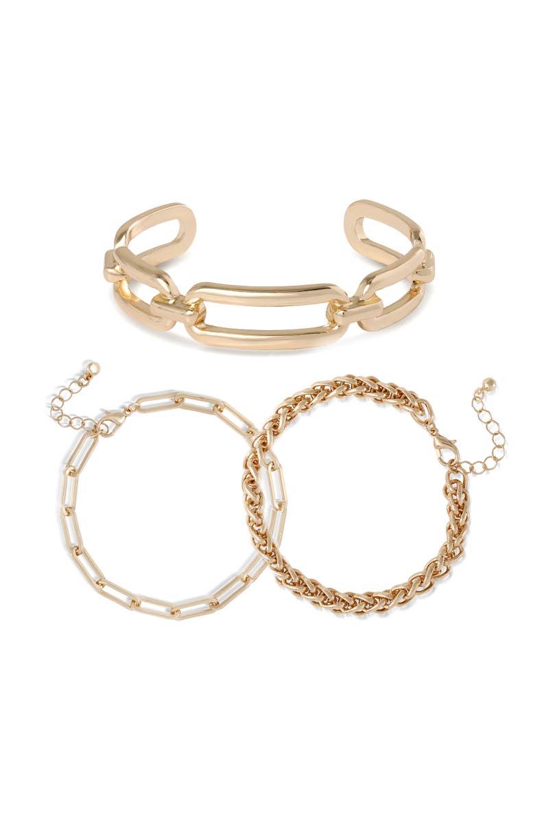 BCBG Chain Cuff Bracelet, Main, color, Gold