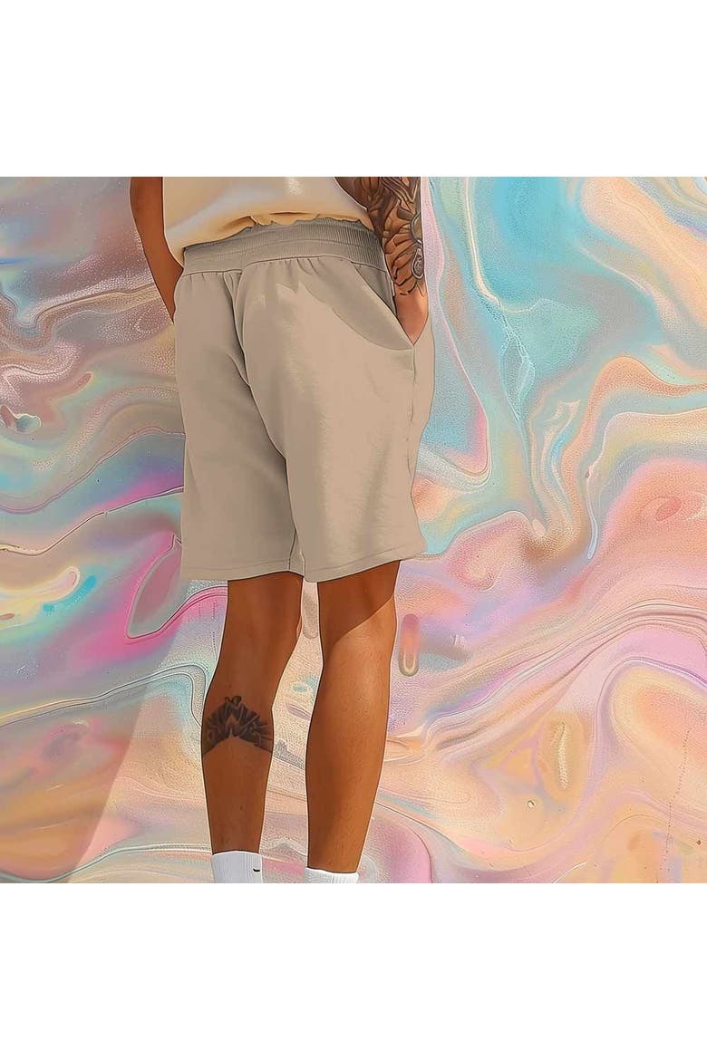 Mens Ghost Relaxed Fleece Sweat Elastic Shorts, Alternate, color, Tan