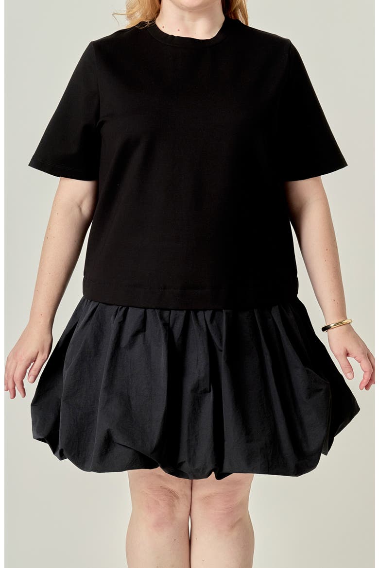 Bubble Mixed Media Minidress, Alternate, color, BLACK