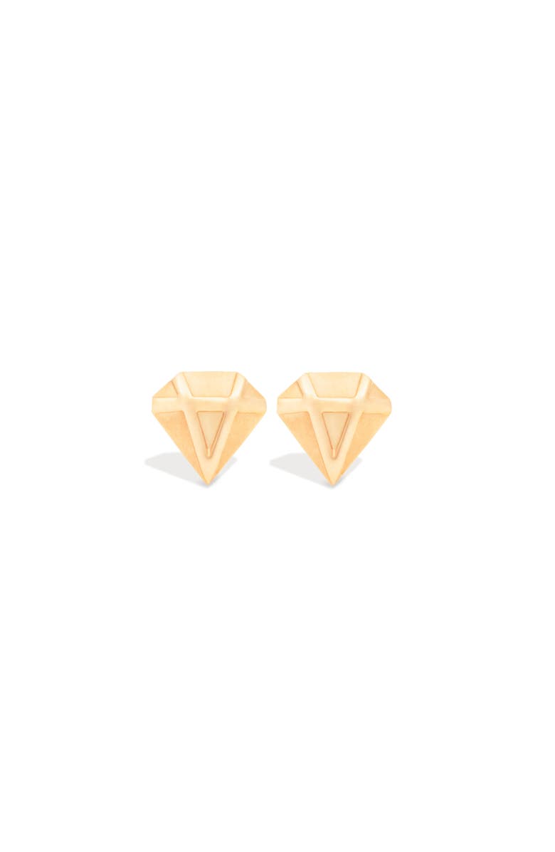 Campbell + Charlotte Mini Juju Diamond Stud Earrings, Main, color, Gold
