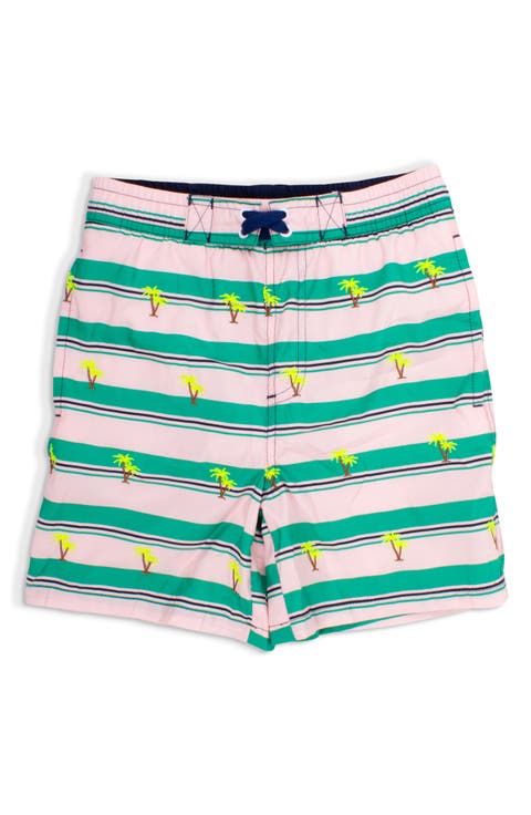 Kids' Palm Tree Embroidered Volley Swim Trunks (Big Kid)