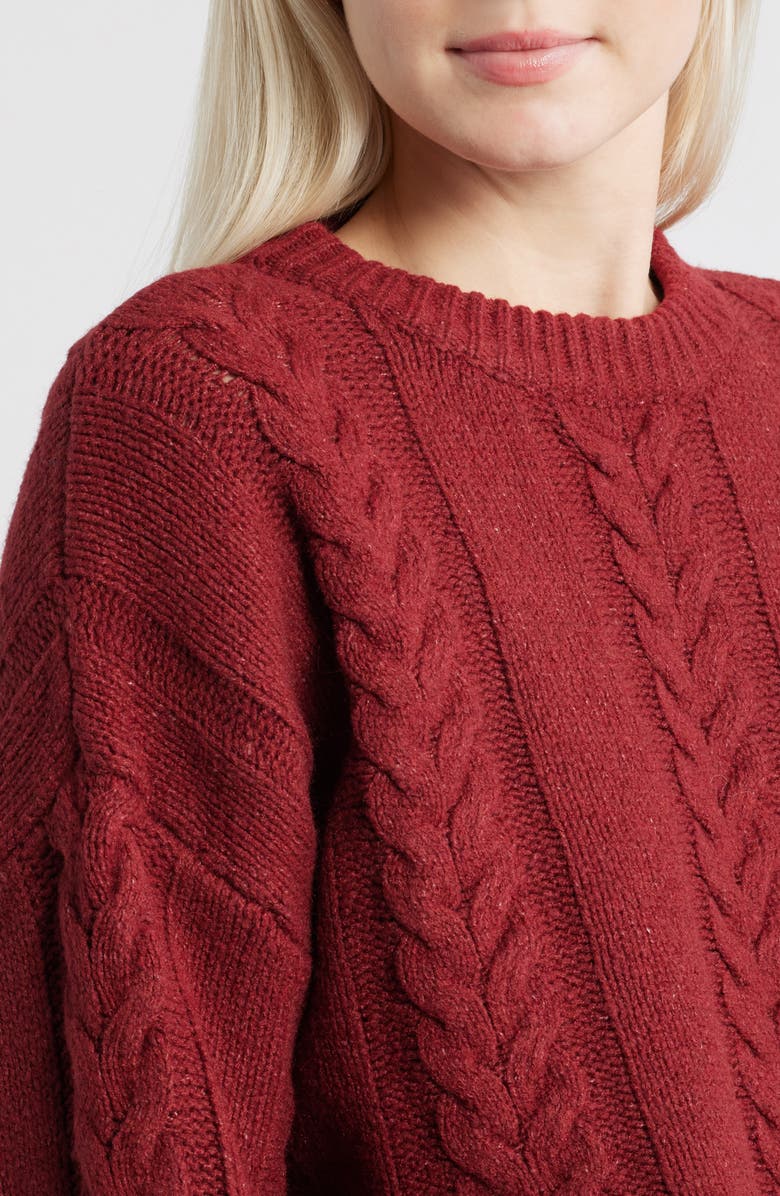 Topshop Oversize Cable Sweater, Alternate, color, Stone