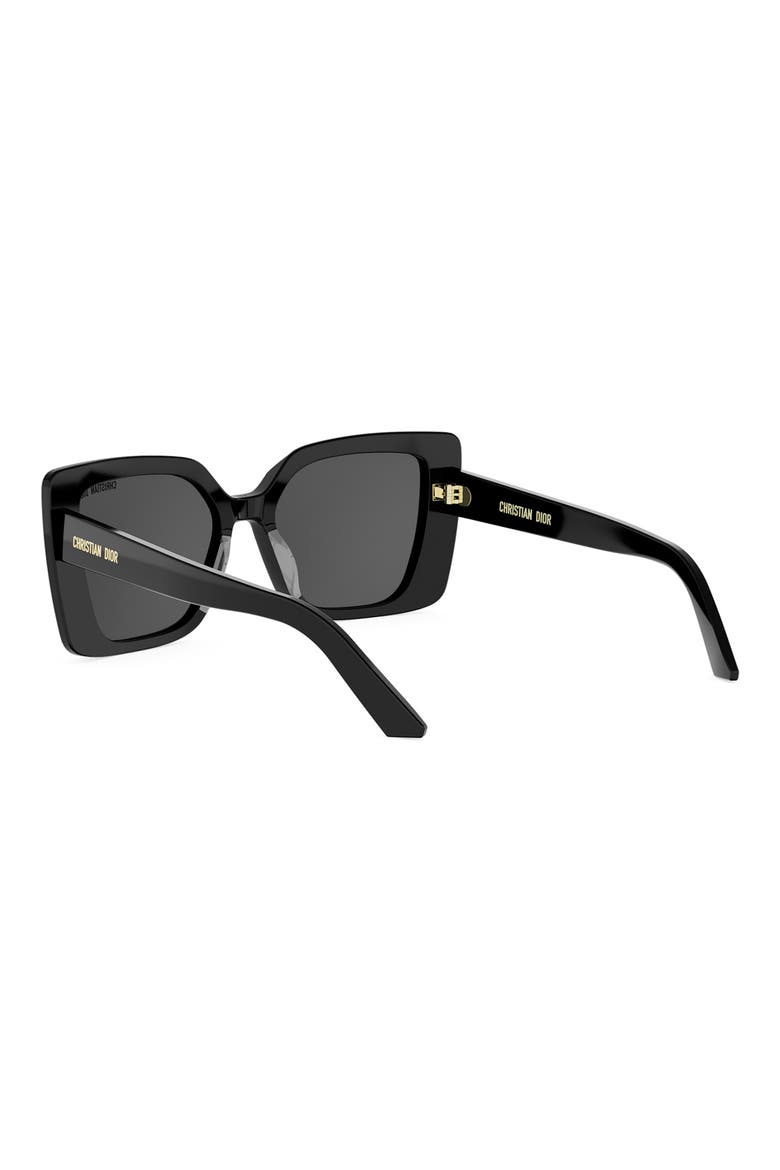 'DiorMidnight S5I 55mm Square Sunglasses, Alternate, color, SHINY BLACK / SMOKE