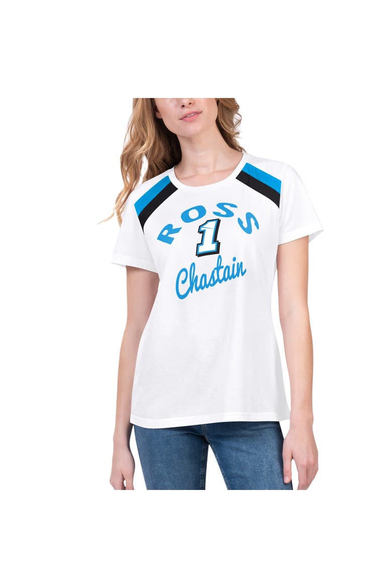 Women's G-III 4Her by Carl Banks White Ross Chastain Score T-Shirt, Alternate, color, White