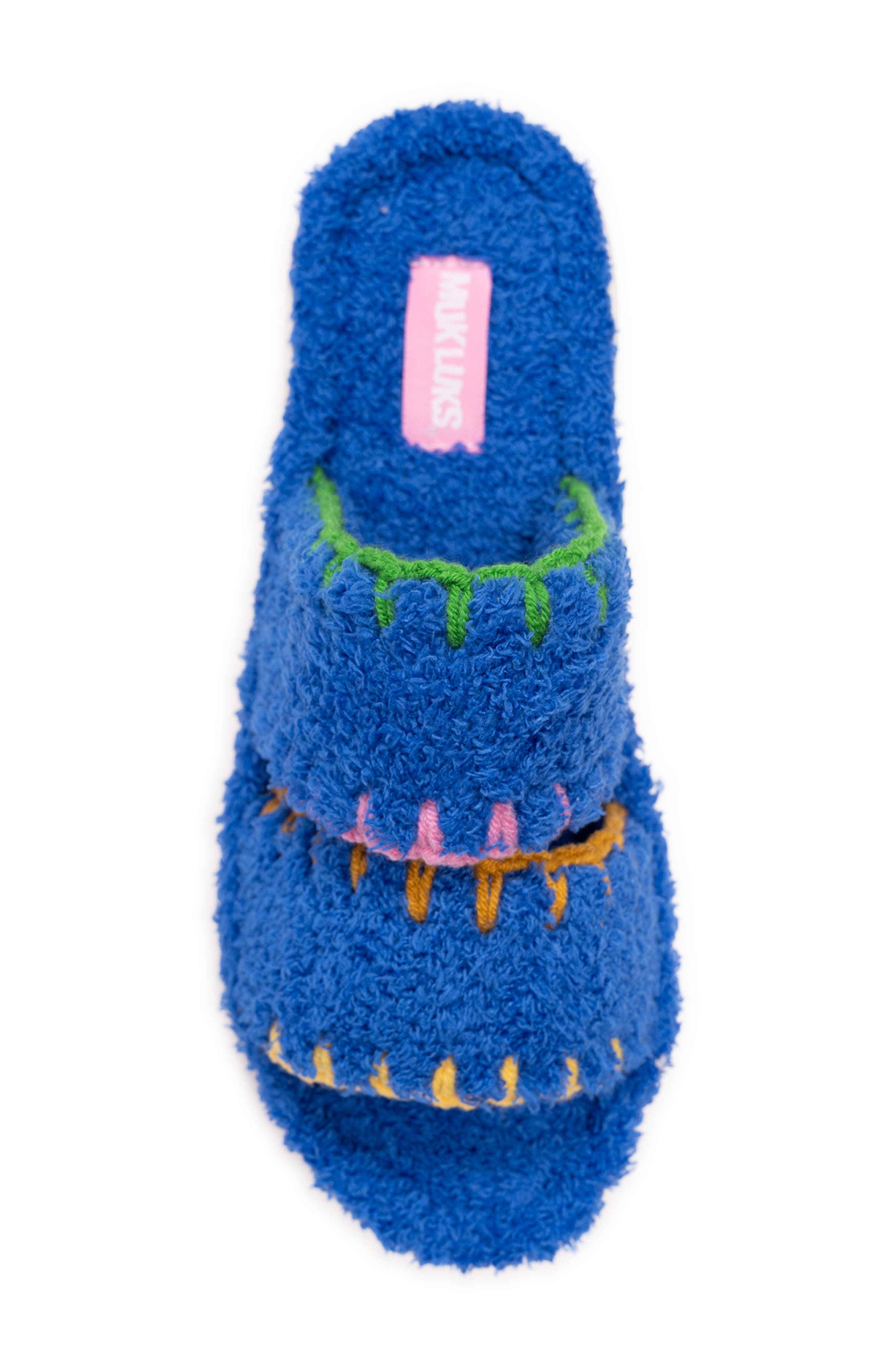 MUK LUKS Cloud Ribbed Terry Double Strap Slide Slipper, Alternate, color, Blue