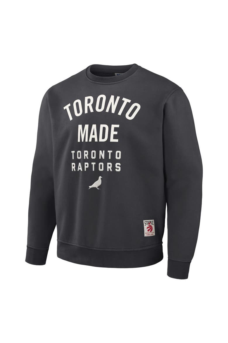 Men's NBA x Staple Anthracite Toronto Raptors Plush Pullover Sweatshirt, Alternate, color, Anthracite