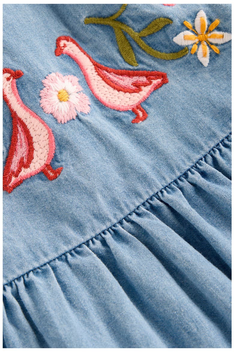 Pinny T-Shirt & Denim Dress Set, Alternate, color, EMBROIDERED CHAMBRAY