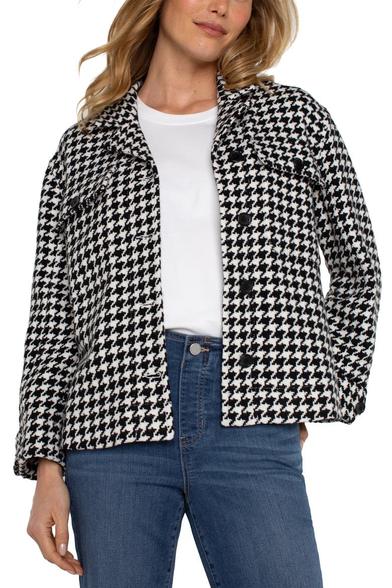 Houndstooth Check Crop Shacket, Alternate, color, BLACK WHITE HOUNDSTOOTH
