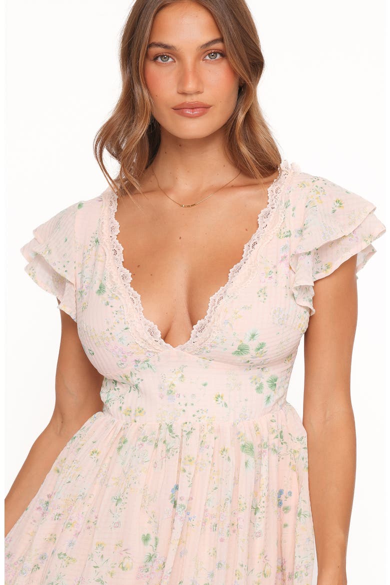 Angelica Floral Flutter Sleeve Maxi Dress, Alternate, color, PASTEL PINK FLORAL