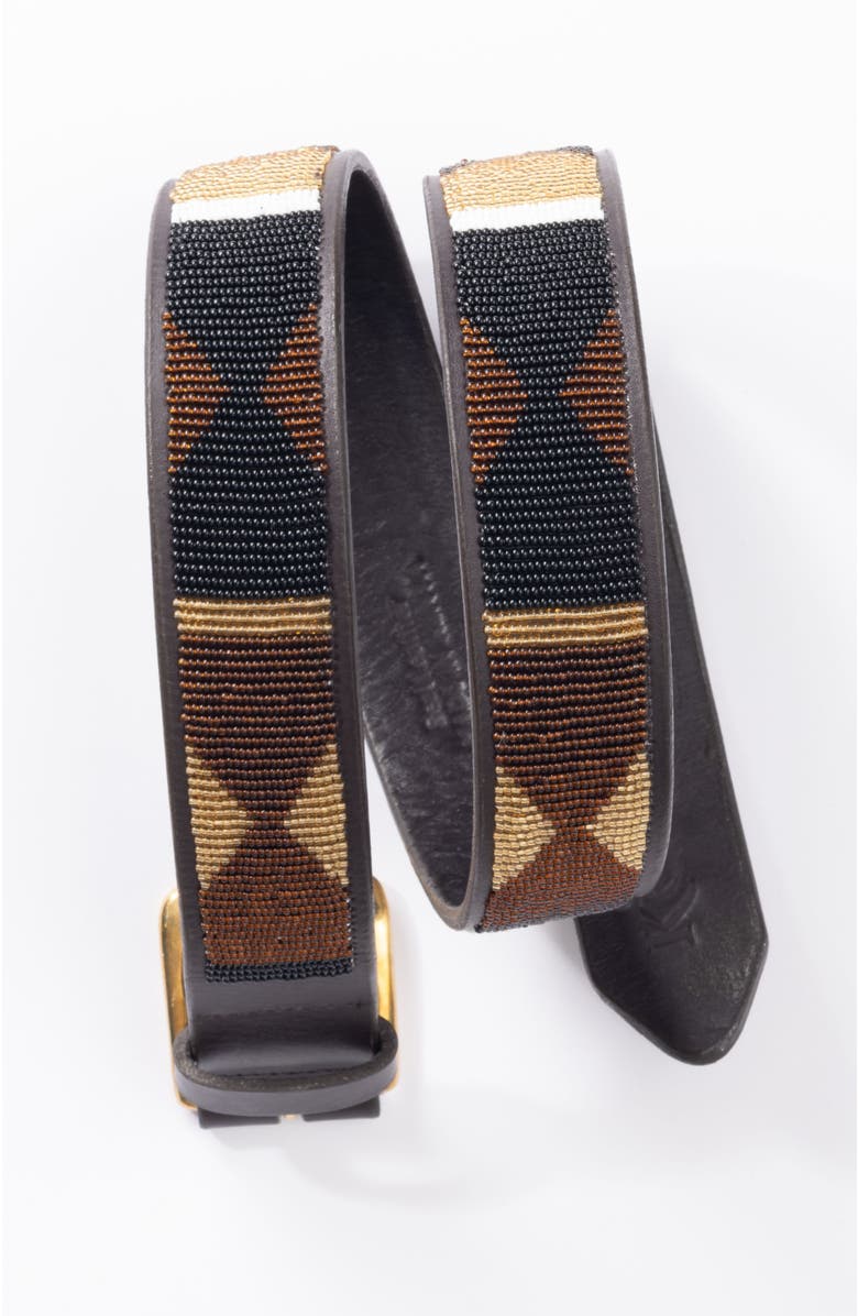 Koy Clothing Maasai Beaded Belt, Alternate, color, Brown/Gold