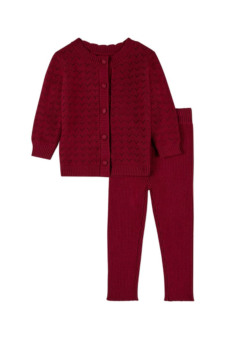 2 Piece Chevron Knit Cardigan Set, Main, color, Red Bud