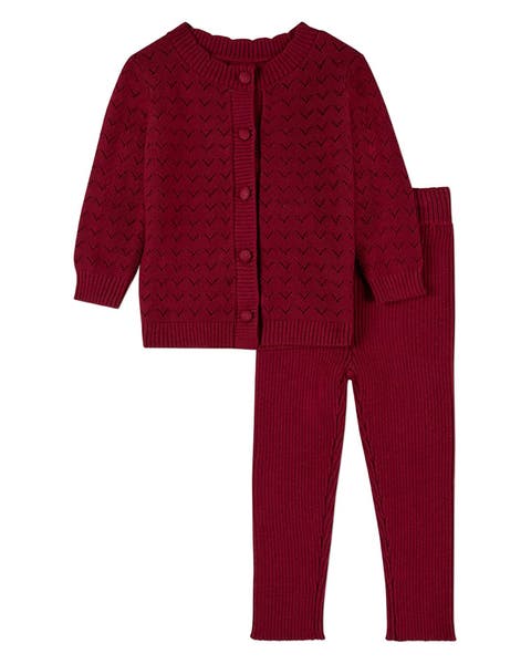 2 Piece Chevron Knit Cardigan Set