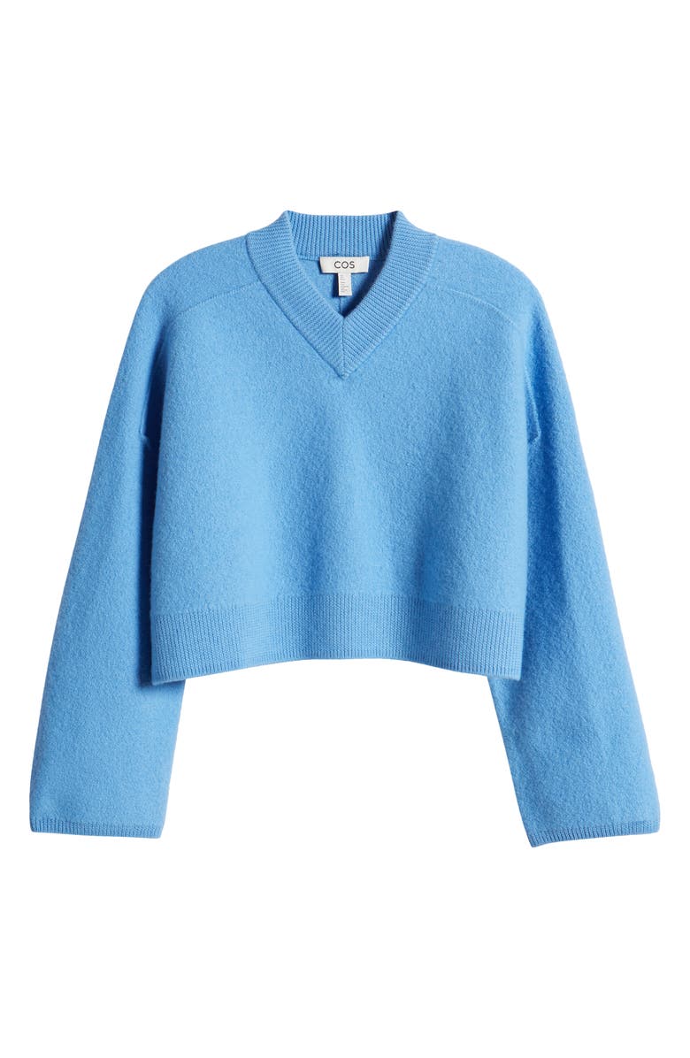 COS V-Neck Crop Wool Sweater, Alternate, color,