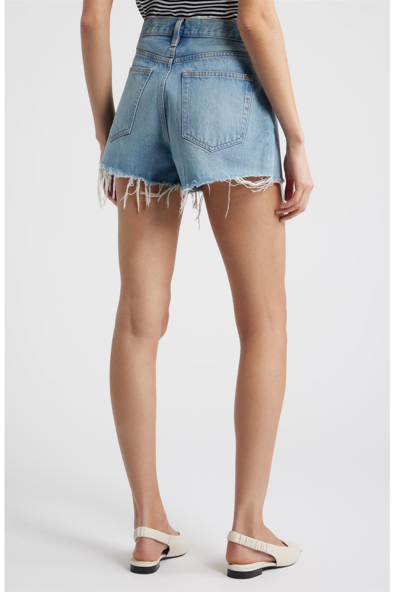 The Hang Frayed Hem Denim Shorts, Alternate, color, BEETLE