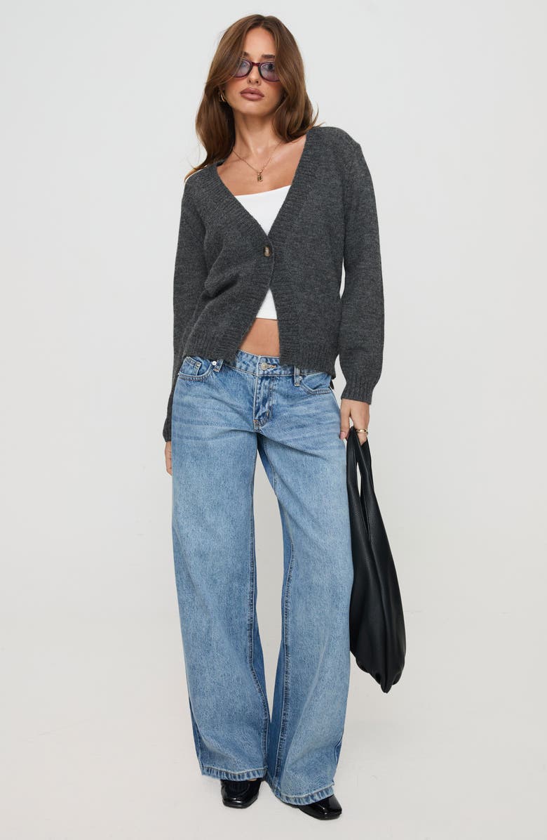 Princess Polly Larkins One-Button Cardigan, Alternate, color, Grey