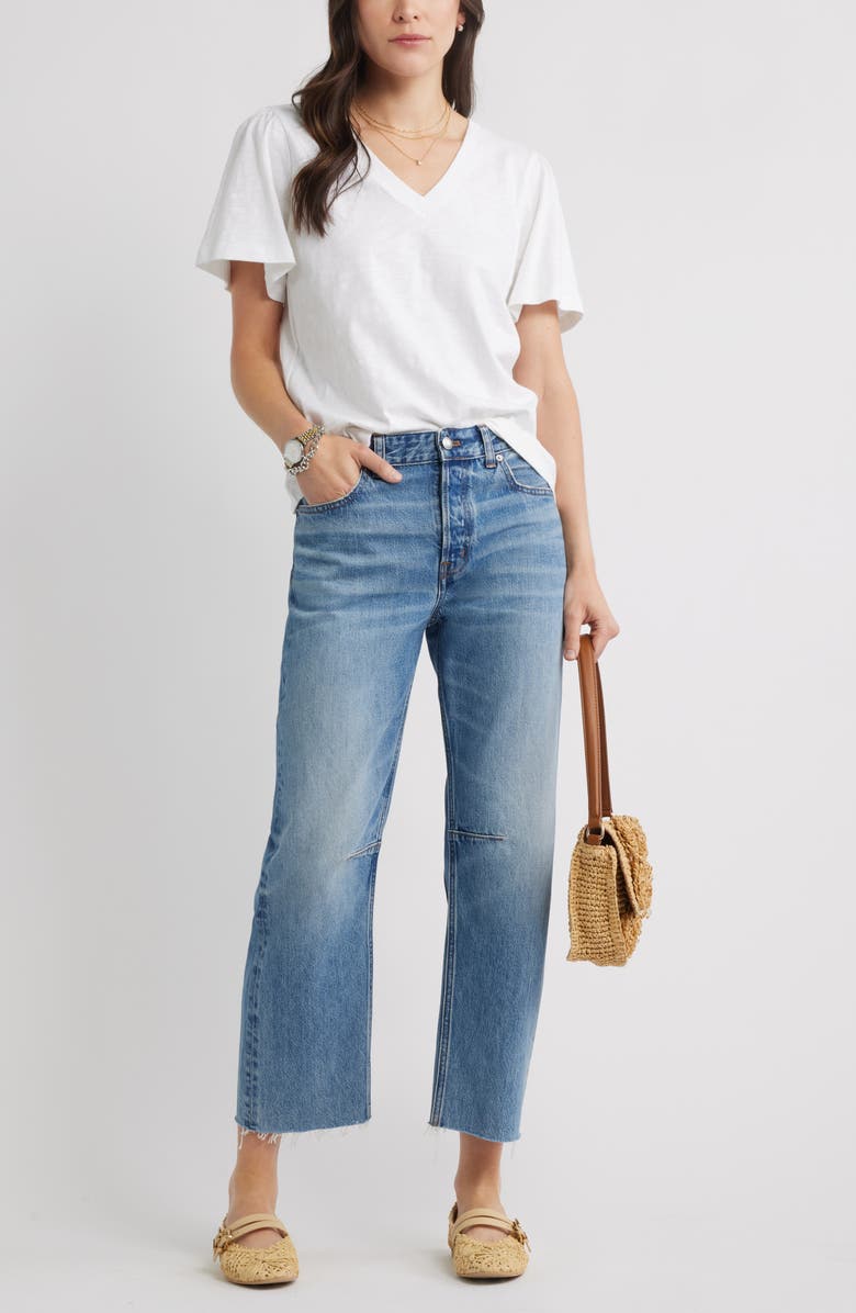 Caslon<sup>®</sup> Bell Sleeve V-Neck T-Shirt, Alternate, color, White