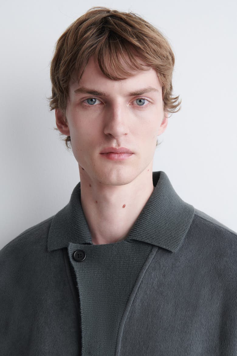 Oversized Brushed Jersey Shirt, Alternate, color, STEEL GRAY
