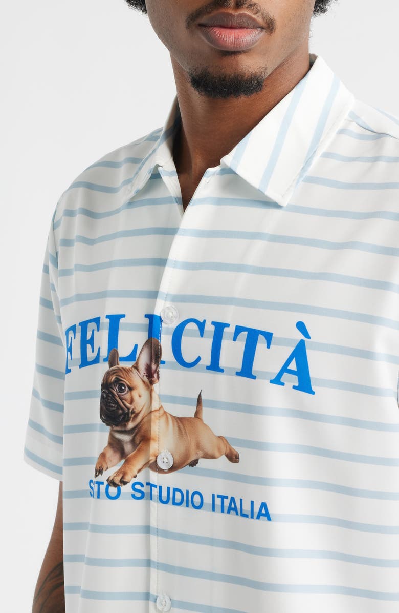 SANTO STUDIO Felicità Stripe Cotton Button-Up Shirt, Alternate, color, White