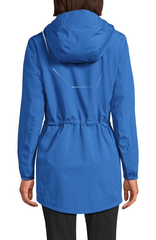 Lands' End Waterproof Hooded Packable Raincoat In Blue