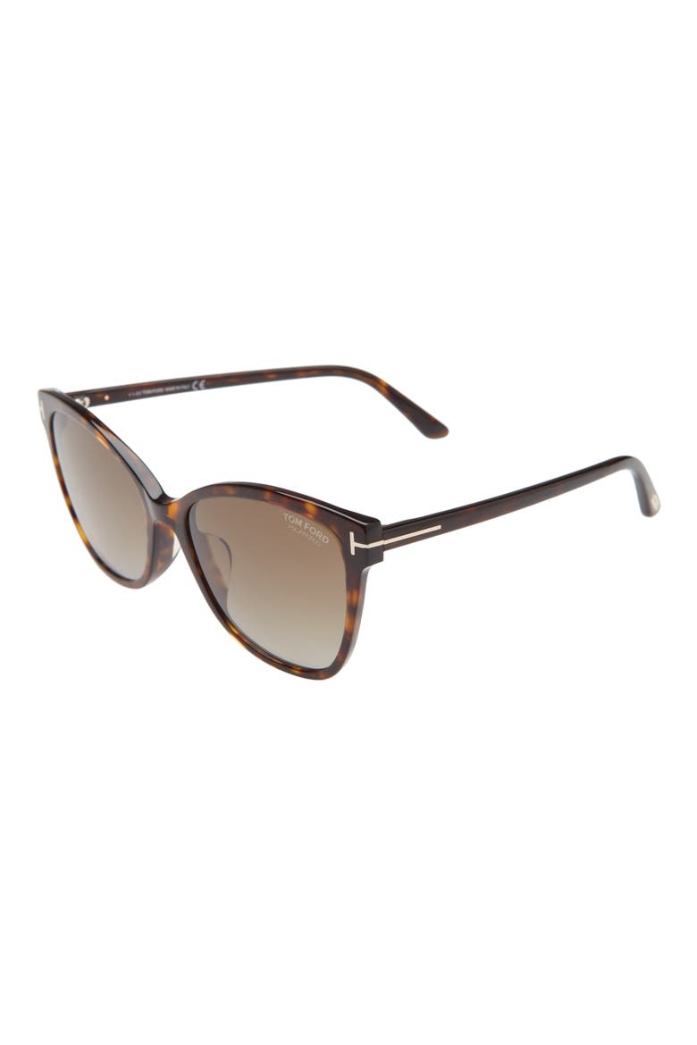 Ani 58mm Gradient Polarized Cat Eye Sunglasses, Alternate, color, DARK HAVANA/ POLARIZED BROWN