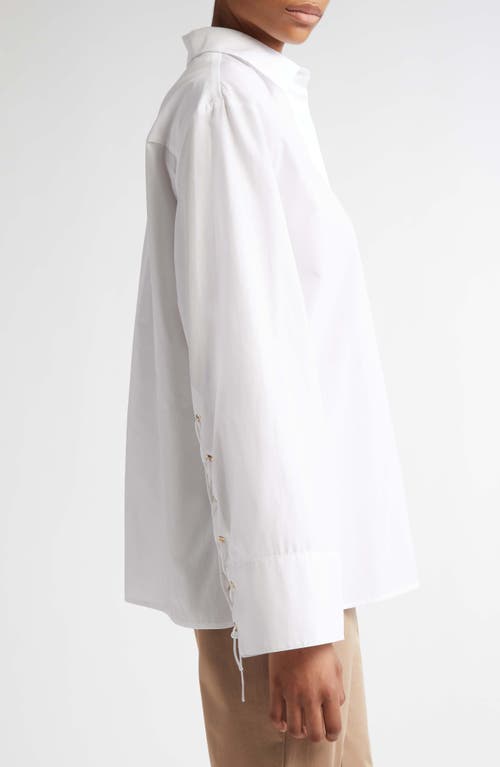 Max Mara Marte Lace Inset Button-up Shirt In Optical White