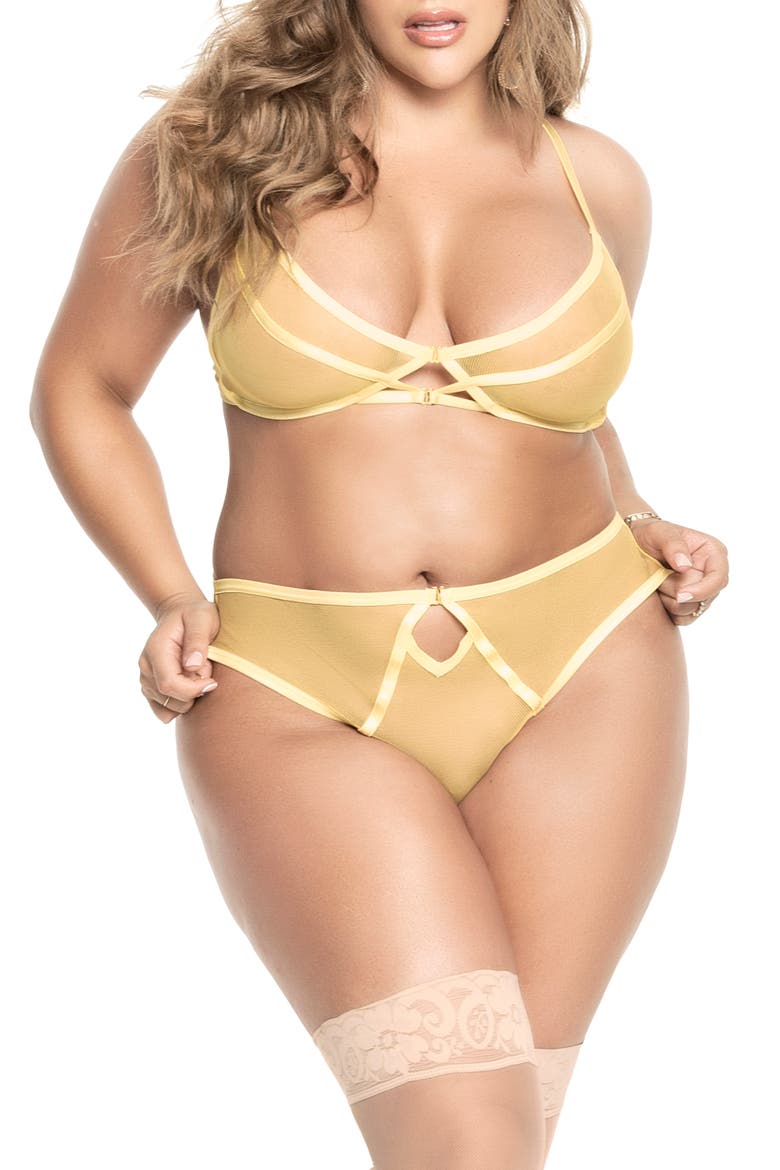 Mesh Bra & Panty Set, Main, color, AMALFI YELLOW