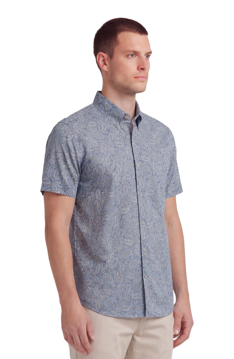 Lords of Harlech Paisley Pile Mens Printed Button Up Shirt, Alternate, color, Paisley Pile Natural