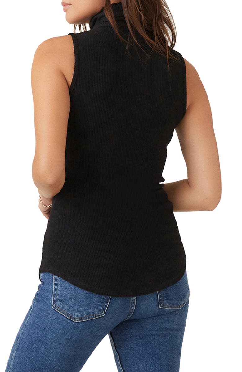 FIFTEEN TWENTY Turtleneck Sleeveless Ribbed Sweater, Alternate, color, Black