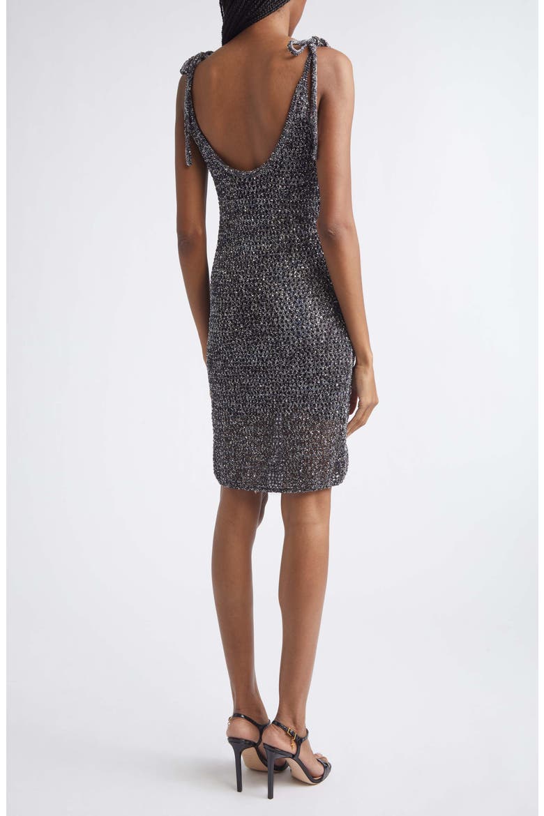 Sequin Metallic Tie Strap Open Stitch Sweater Dress, Alternate, color, BLACK BASE WITH BLUE