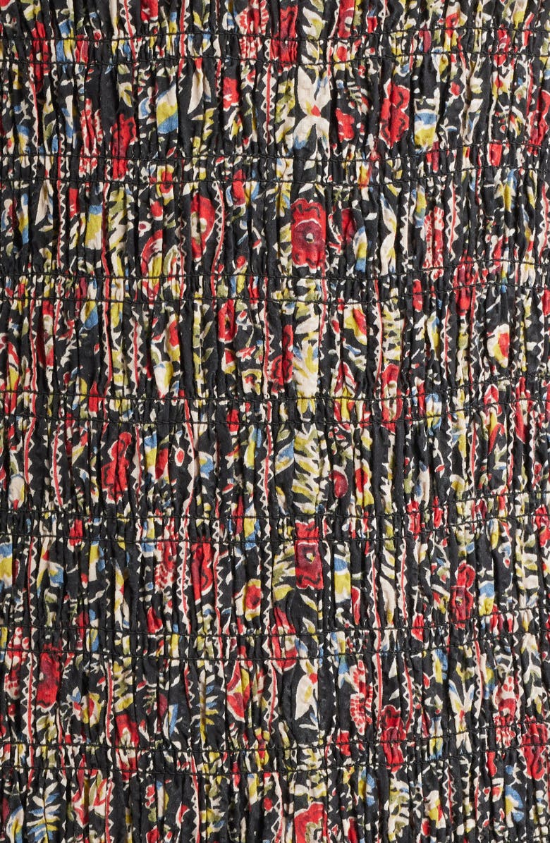 THE GREAT. The Paramour Floral Print Midi Dress, Alternate, color, Black/ Garland Print