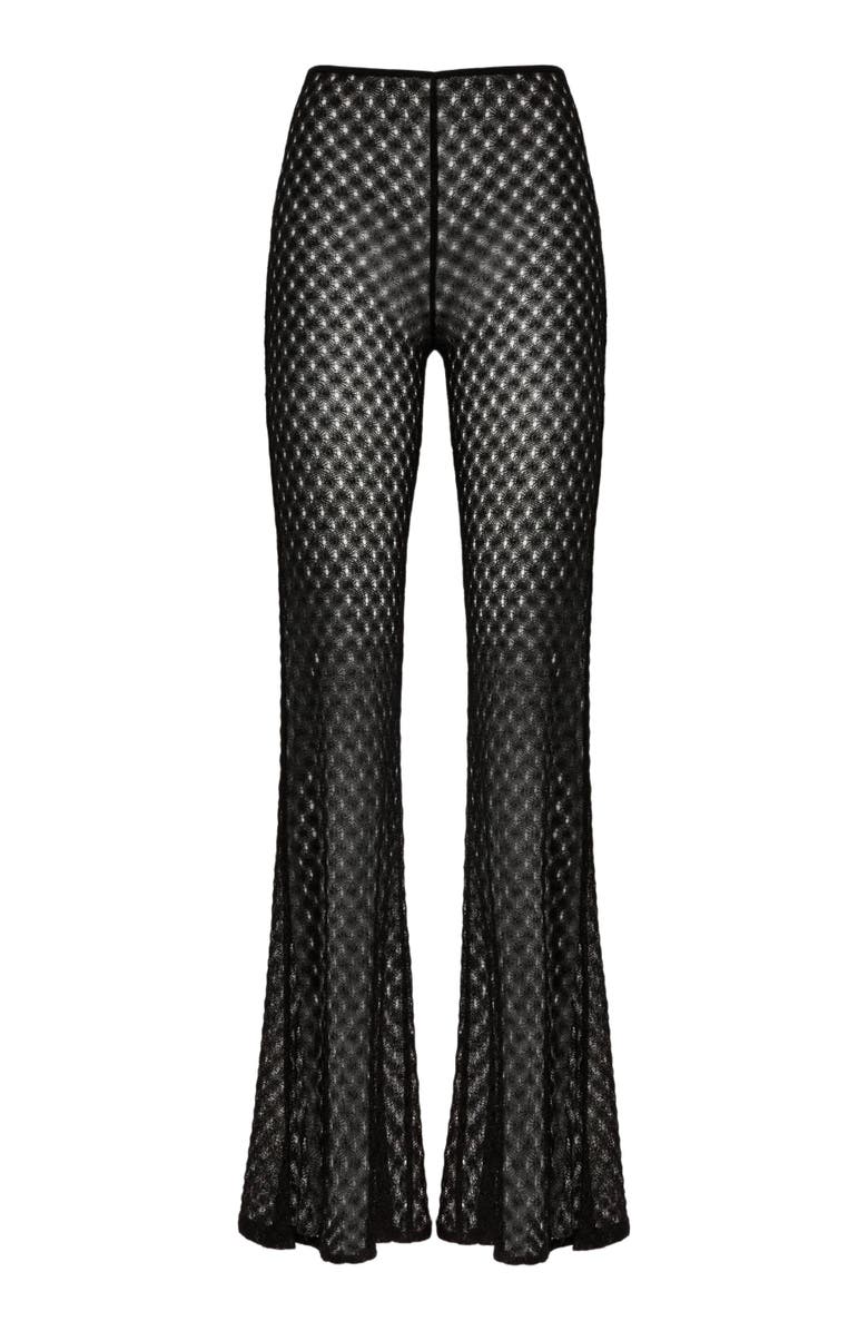 Missoni Flared Trousers In Lamé Viscose With Raschel Workmanship, Alternate, color, Black