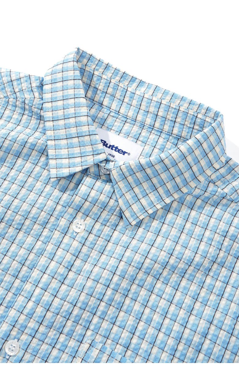 Butter Goods Equipment Plaid Short Sleeve Button-Up Shirt, Alternate, color, Blue