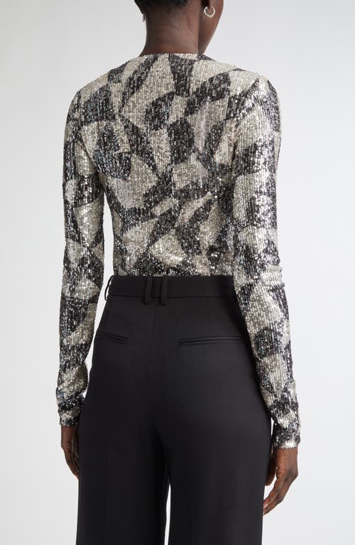 St John St. John Collection Cubist Geometric Sequin Top In Gray