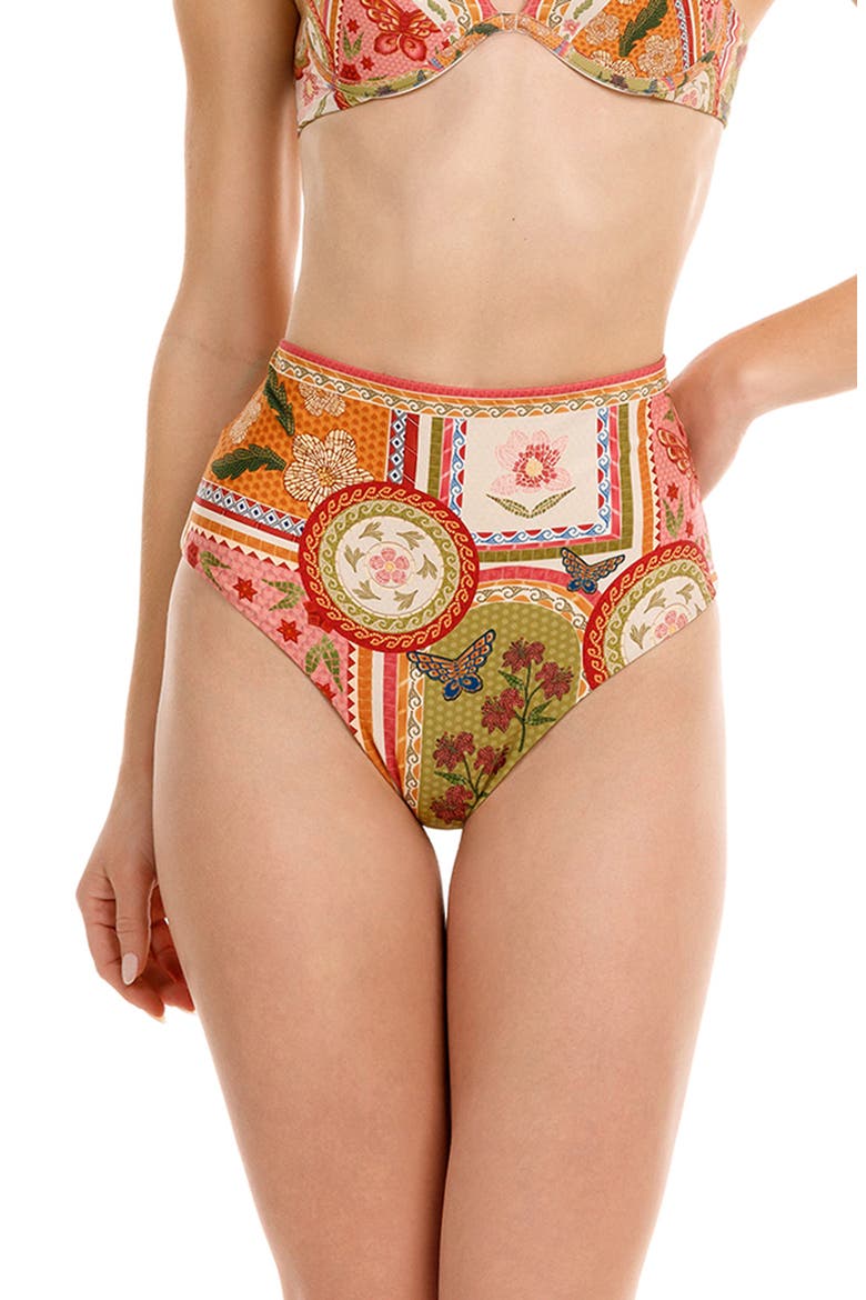 Alicia Fiore High Waist Reversible Bikini Bottoms, Main, color, RED