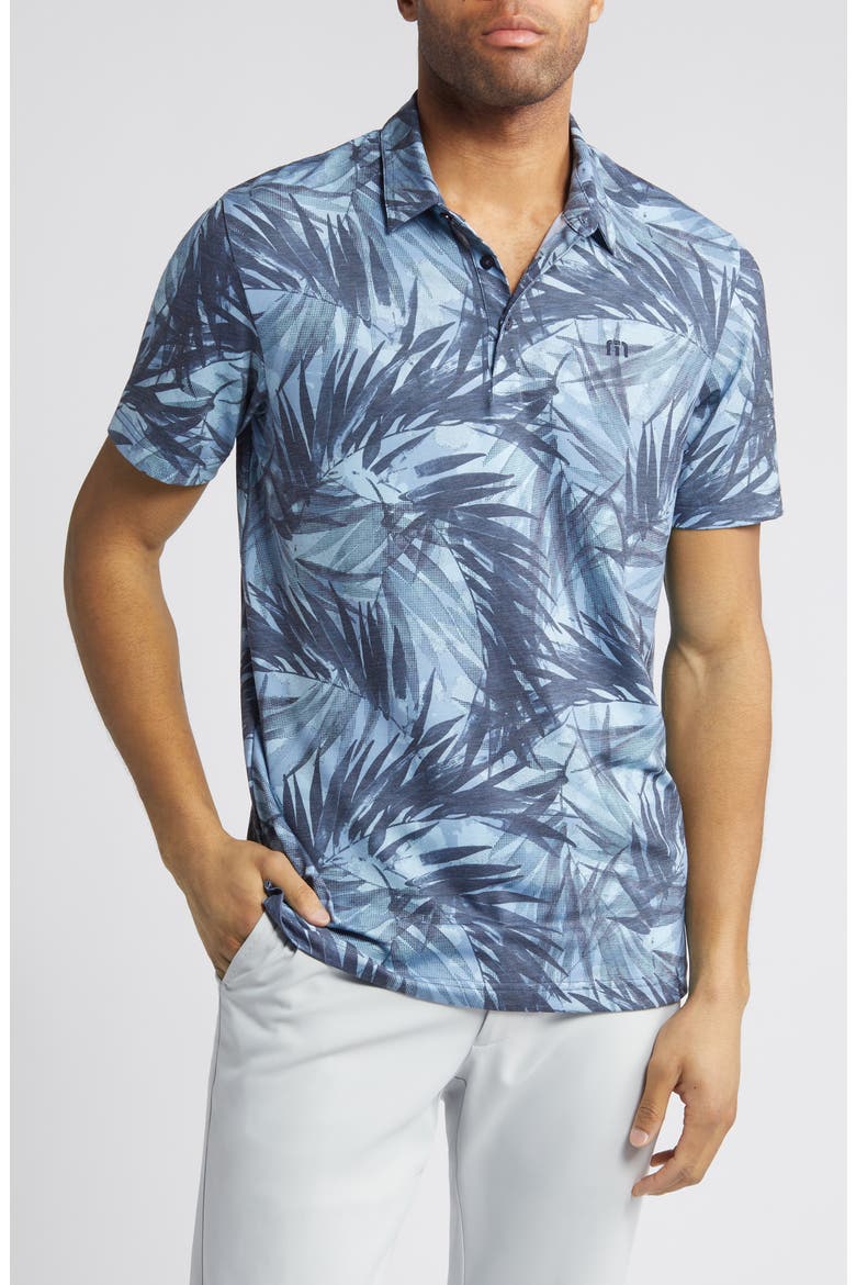Forest Reserve Leaf Print Polo, Main, color, DREAM BLUE