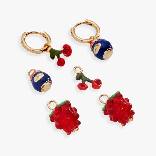 Alex And Ani Picnic Interchangeable Huggie Set In Red