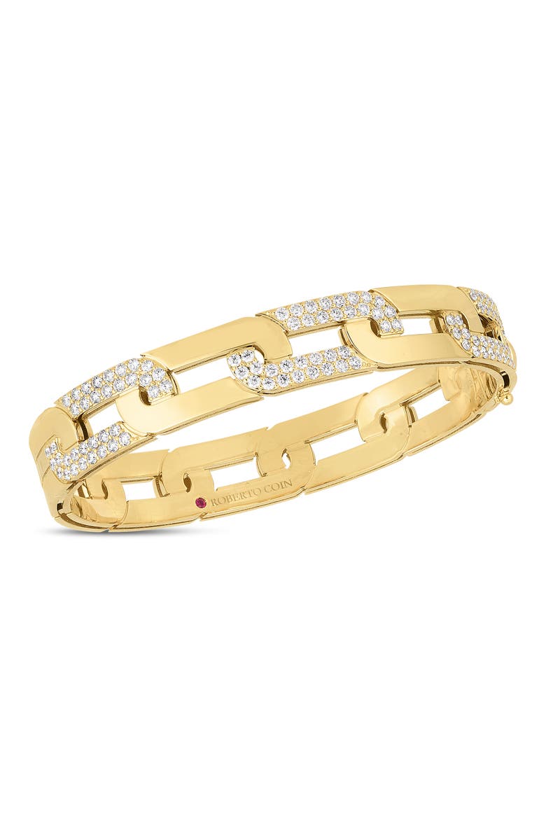 Navarra Alternating Link Diamond Pavé Wide Bangle Bracelet, Main, color, YELLOW